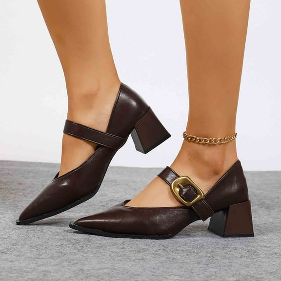 Miluxas Women's Leather Cusp Sandal Closed Toe Slingback High Heel Colorblock Elegant Summer Shoe Business Sandals Brown 7.5(40)