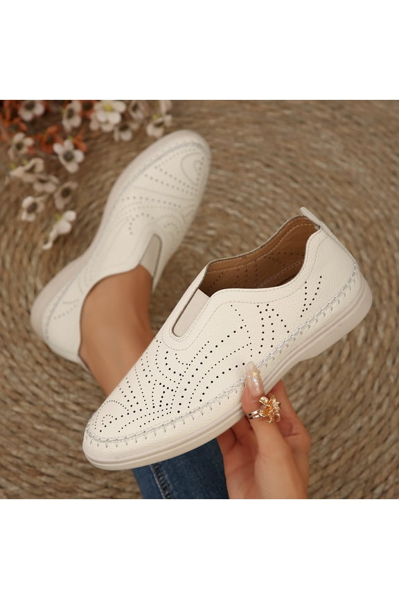 Women's Leather Handmade Flat Loafers Casual Light Slip On Soft Moccasin Boats Driving Walking Shoes Beige 5.5(36)