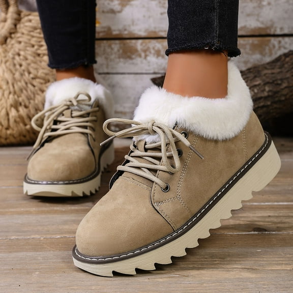 Miluxas Women's Leather Lace-Up Combat Boots Flat Heel Mid Calf Boot Shoes Women Cowgirl Boots Khaki 6(37)