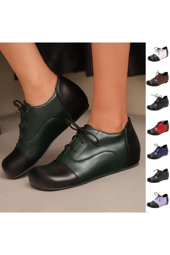 Women's Leather Perforated Lace-up Brogue Wingtip Shoes for Ladies Women White 9.5(43)