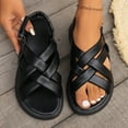 thumbnail image 1 of Miluxas Women's Leather Woven Strap Sandals with Arch Support Outdoor Cross Sandals Black 9.5(43), 1 of 9
