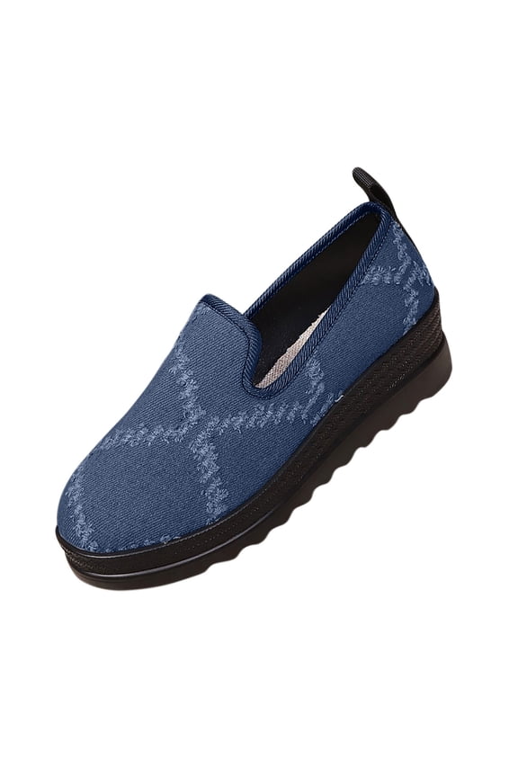 Women's Lightweight Loafers Casual Flat Shoes Comfortable Boat Shoes Flat Bottomed Breathable Shoes Dark Blue 6(37)