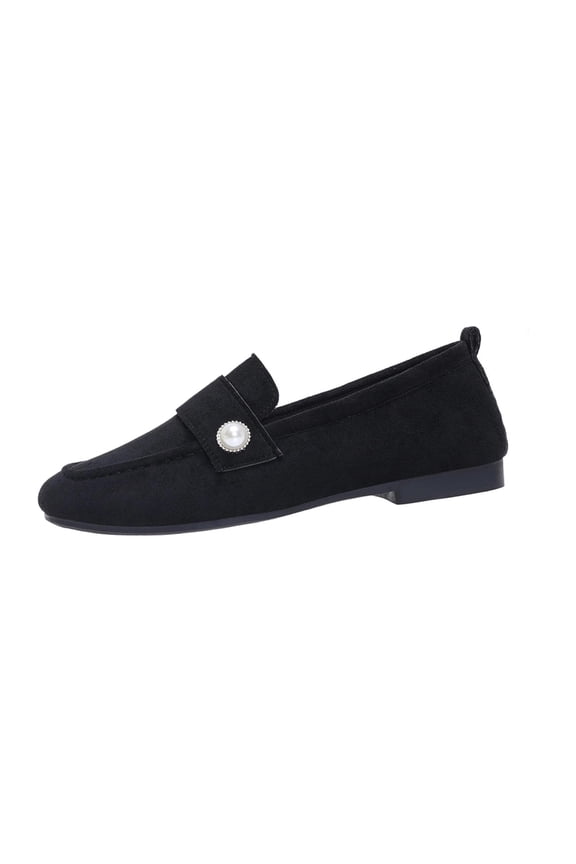Women's Lightweight Loafers Casual Flat Shoes Comfortable Round Toe Boat Shoes Flat Bottomed Shallow Mouth Shoes Black 5.5(36)