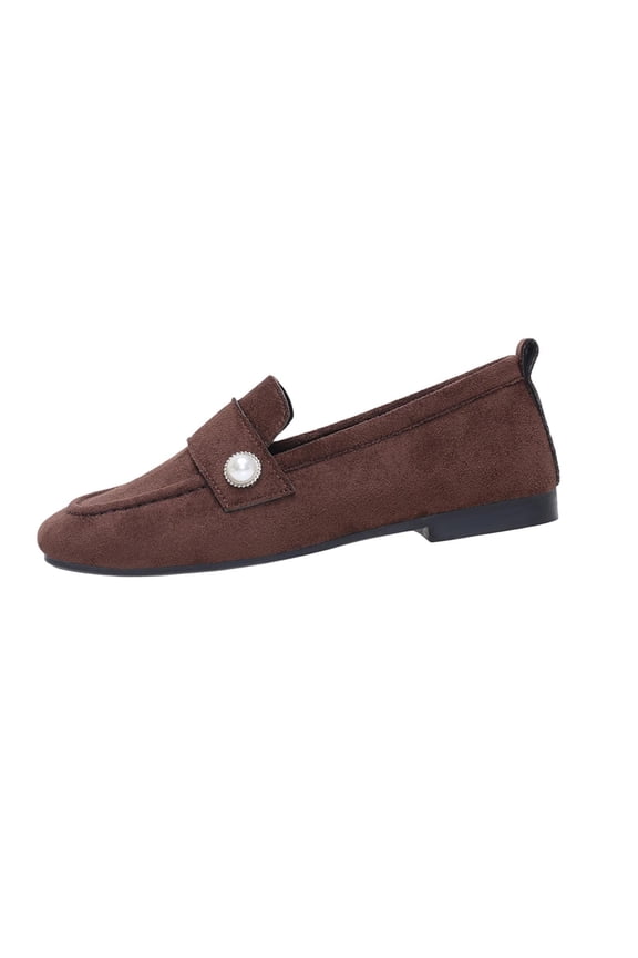 Women's Lightweight Loafers Casual Flat Shoes Comfortable Round Toe Boat Shoes Flat Bottomed Shallow Mouth Shoes Brown 5.5(36)