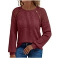 thumbnail image 1 of Miluxas Women's Lightweight Solid Color Long Sleeve Loose Fit Pullover Knit Sweatshirts Tunics Tops Shirts Wine XXL(XXL), 1 of 8