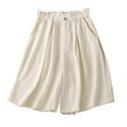 thumbnail image 1 of Miluxas Women's Linen Shorts Clearance Bermuda Shorts for Women Elastic Waist Summer Cotton Short Beige, 1 of 9