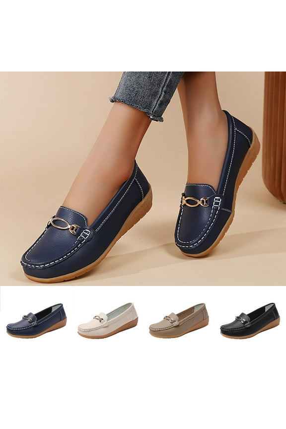 Women's Loafer Shoes Leisure Slip On Work Shoes Comfort Walking Flats Khaki 9.5(43)