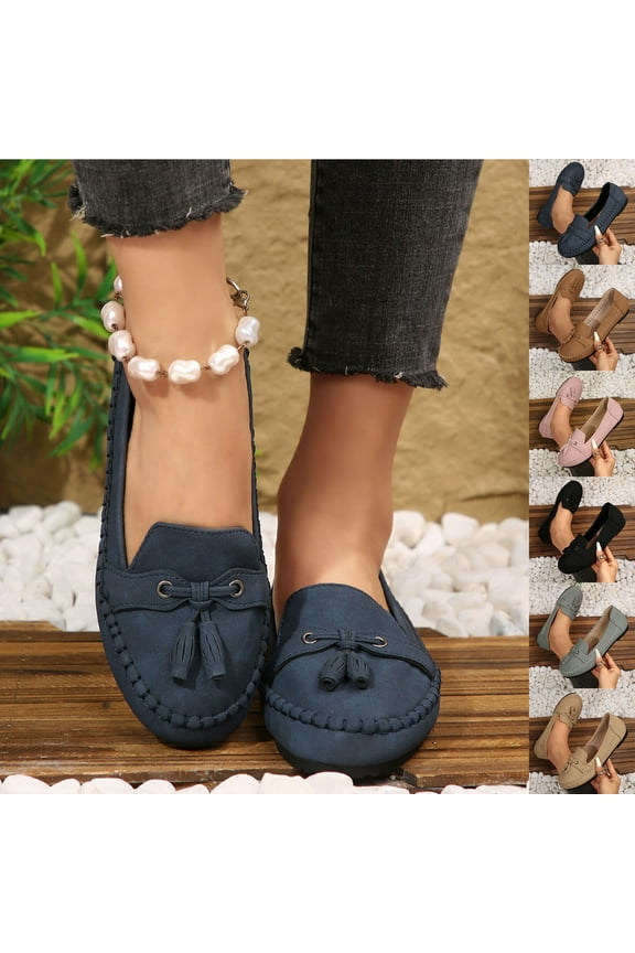 Women's Loafers Slip One Shoes with Bowknot Driving Flats Casual Comfort Walking Penny Loafers for Women Pink 9.5(43)