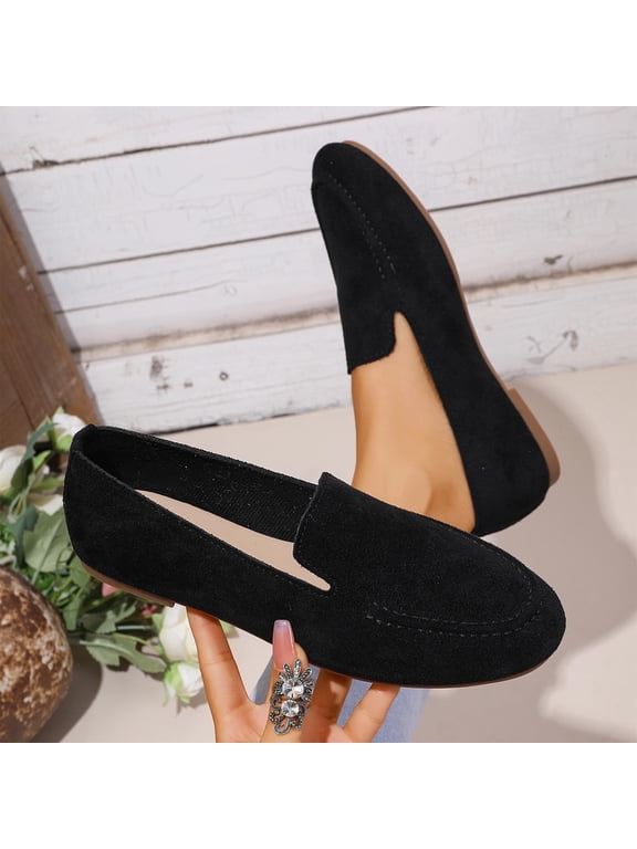 Women's Loafers Slip on Low Heel Shoes,Closed Toe Pumps Dress Shoes,Casual Loafer Work Flats Wedding Shoe Black 6.5(38)