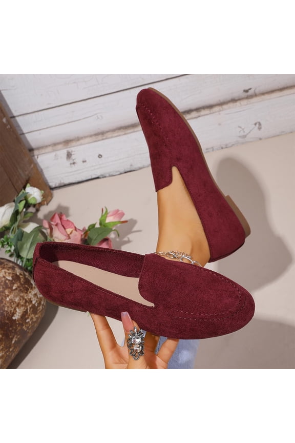 Women's Loafers Slip on Low Heel Shoes,Closed Toe Pumps Dress Shoes,Casual Loafer Work Flats Wedding Shoe Wine 5.5(36)