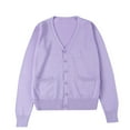 thumbnail image 1 of Miluxas Women's Long Sleeve Cardigan Button Down Crew Neck Classic Sweater Knit Cardigan Purple 8(L), 1 of 3