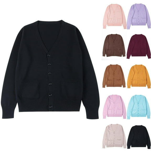 Miluxas Women's Long Sleeve Cardigan Button Down Crew Neck Classic Sweater Knit Cardigan Yellow 10(XL)