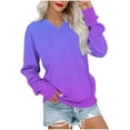 thumbnail image 1 of Miluxas Women's Loose V Neck Sweatshirt Loose Long Sleeve Gradient Printed Fashion Casual Dropped Shoulder Sweatshirt Top Purple M(M), 1 of 5