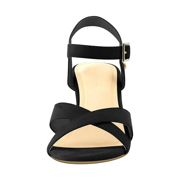Miluxas Women's Low Wedge Sandals Ankle Strap Open Toe Casual Summer Women Wedge Heels Shoes Black 4.5(35)