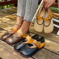thumbnail image 1 of Miluxas Women's Mary Jane Shoes Leather Non-Slip Dress Vintage Buckle Design for Casual formal Work Shoes Girls office Comfort Flats Khaki 9.5(43), 1 of 9