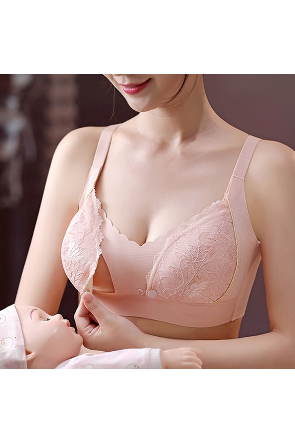 Women’s Maternity Nursing Seamless Bra , Wirefree Clip Down Soft Support Bra for Pregnancy Sleeping and Breastfeeding Pink 10(XL)