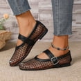 thumbnail image 1 of Miluxas Women's Mesh Ballet Flats Round Toe Fishnet Ballerina Flats Buckle Strap Mary Jane Ballet Flats for Parties or Casual Dress Shoes Black 6.5(38), 1 of 9
