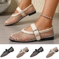 thumbnail image 1 of Miluxas Women's Mesh Ballet Flats Round Toe Fishnet Ballerina Flats Buckle Strap Mary Jane Ballet Flats for Parties or Casual Dress Shoes White 8.5(42), 1 of 9
