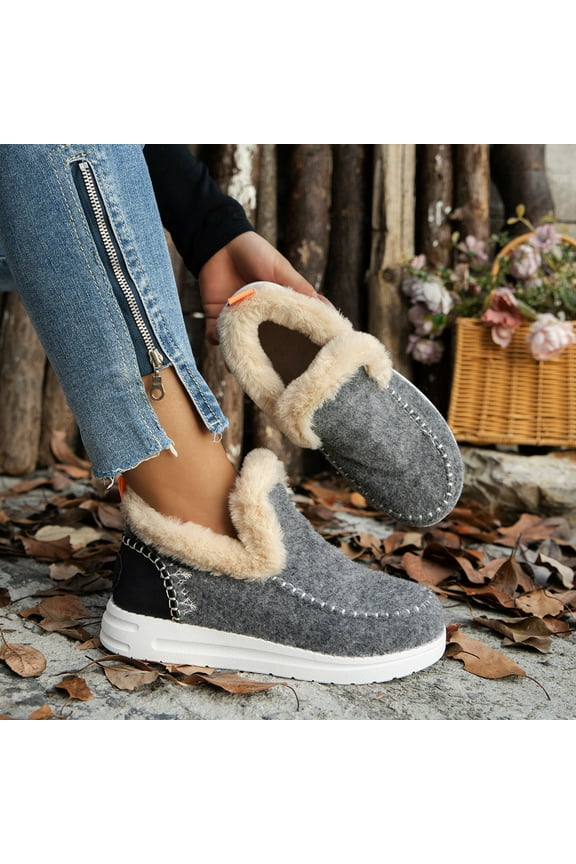 Women's Micro Suede Cozy Memory Foam Winter Slippers with Fuzzy Faux Fur Collar Indoor Outdoor Gray 6.5(38)