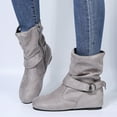 thumbnail image 1 of Miluxas Women's Mid Calf Boots Fashion Slouch Flat Ankle Booties with Comfort Gray 4.5(35), 1 of 1