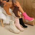 thumbnail image 1 of Miluxas Women's Mid Calf Boots Mesh Wedge Boot Mid Heel Wedges Comfortable Boots Hot Pink 9.5(43), 1 of 9