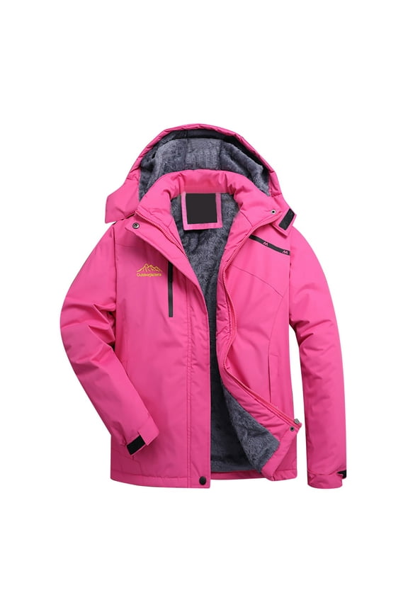 Women's Outdoor Breathable Plush Ski Jacket, Water Resistant, Windproof, Size XL
