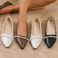 thumbnail image 1 of Miluxas Women's Pearl Decoration Flats Fashion Pointed Toe Bow Slip-on Flat Shoes Low top Comfortable Dress Shoes White 9.5(43), 1 of 8