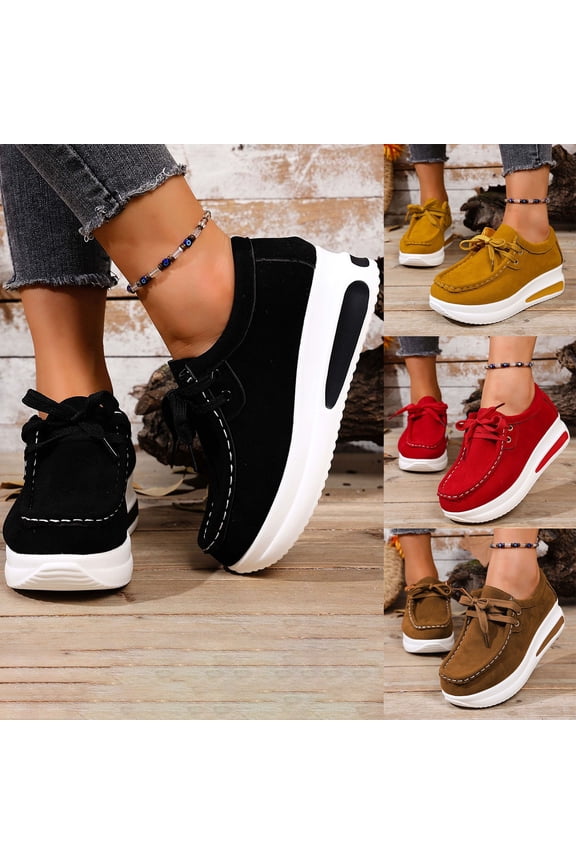 Women’s Platform Loafers – Rocker Sole Boat Shoes, Comfortable Slip-Ons for Walking, Work, Nurses Yellow 9.5(43)