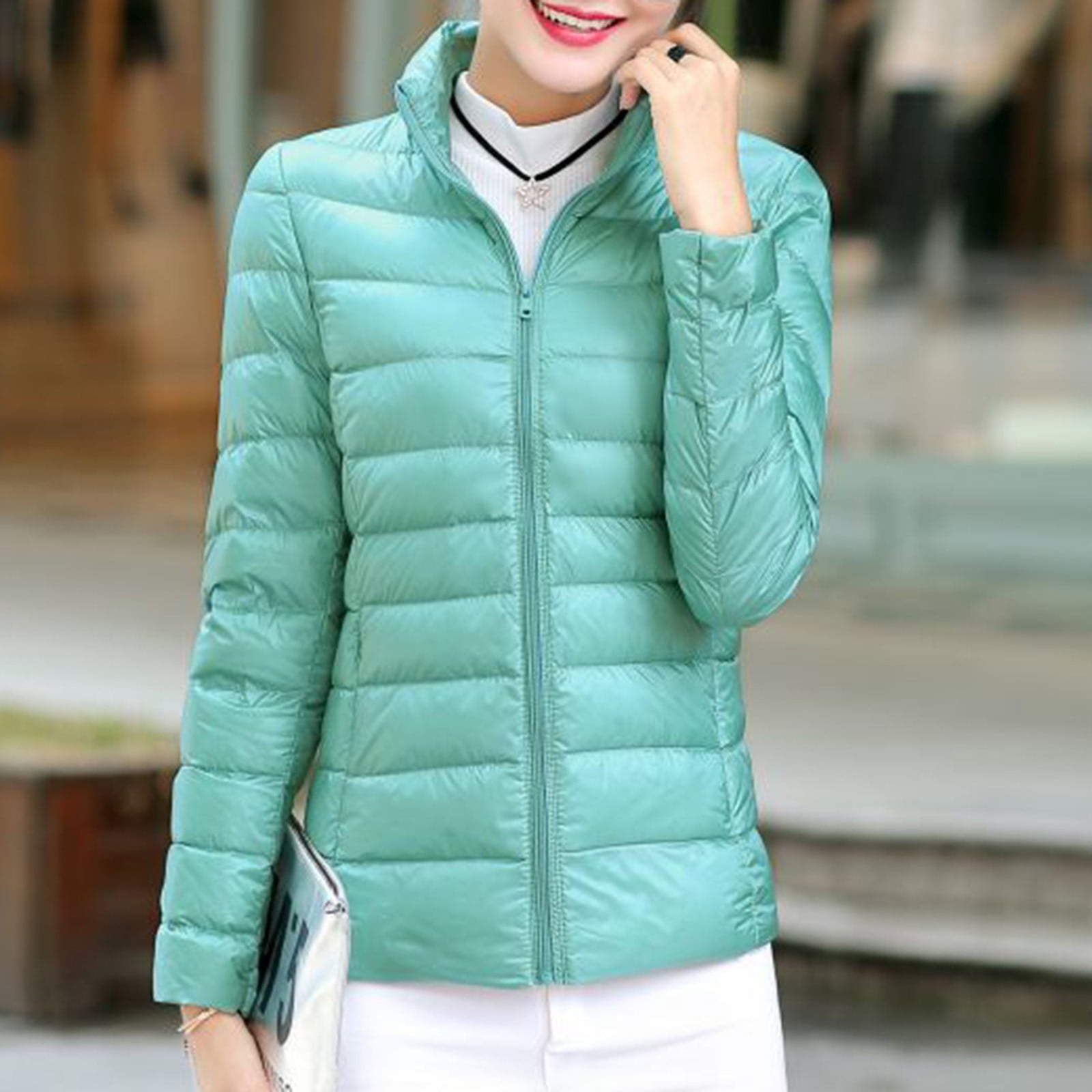 【 】QUILTED POLY TWILL PUFFER JACKET Miluxas Women's Plus Size Lightweight Puffer Jacket Packable