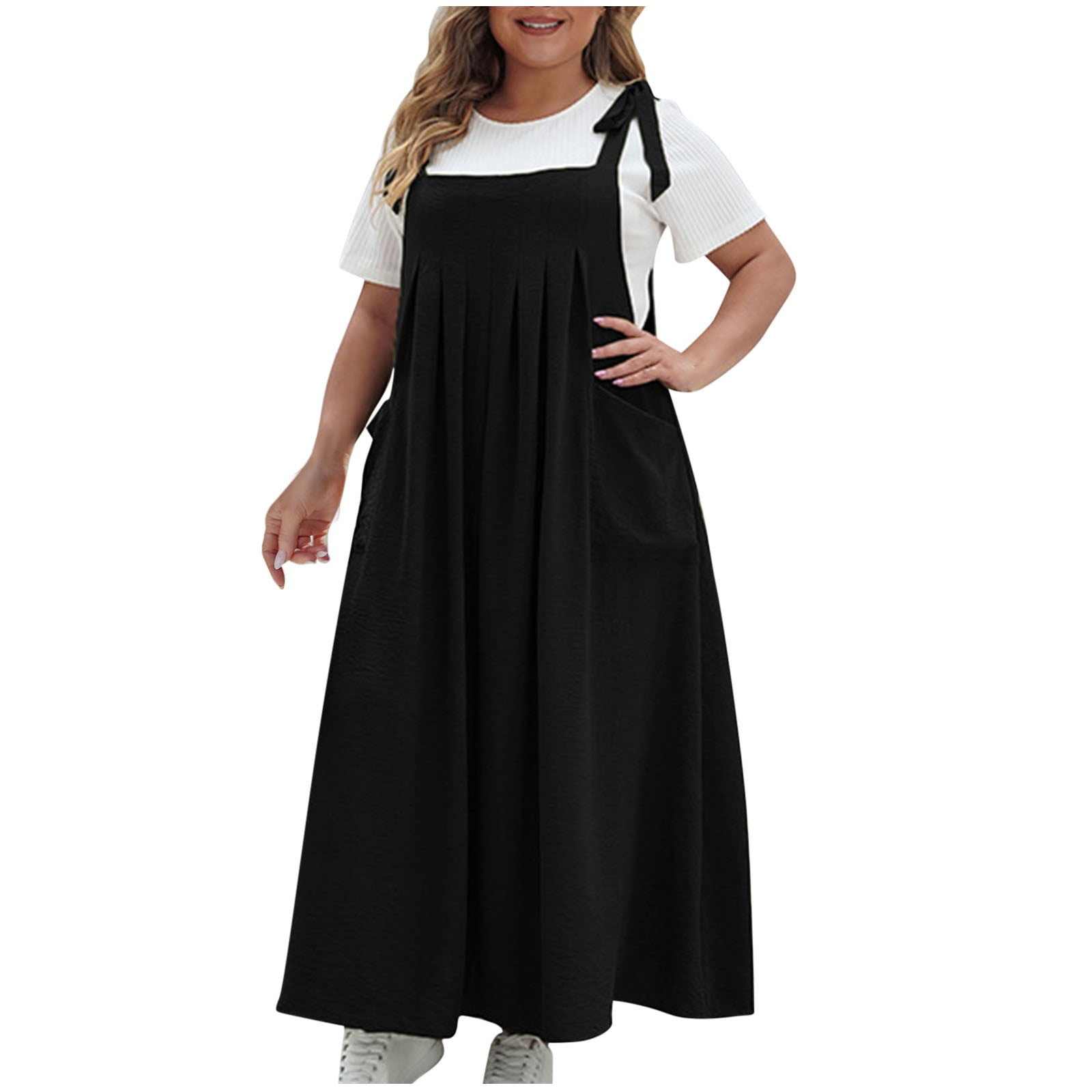 Miluxas Women's Plus Size Overalls Clearance Sleeveless Solid