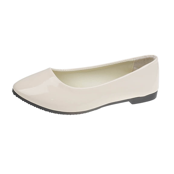 Miluxas Women's Pointed Toe Ballet Flats Comfortable Solid Color Flat Shoes Casual for Women Work Slip-Ons Loafers Beige 9(42)