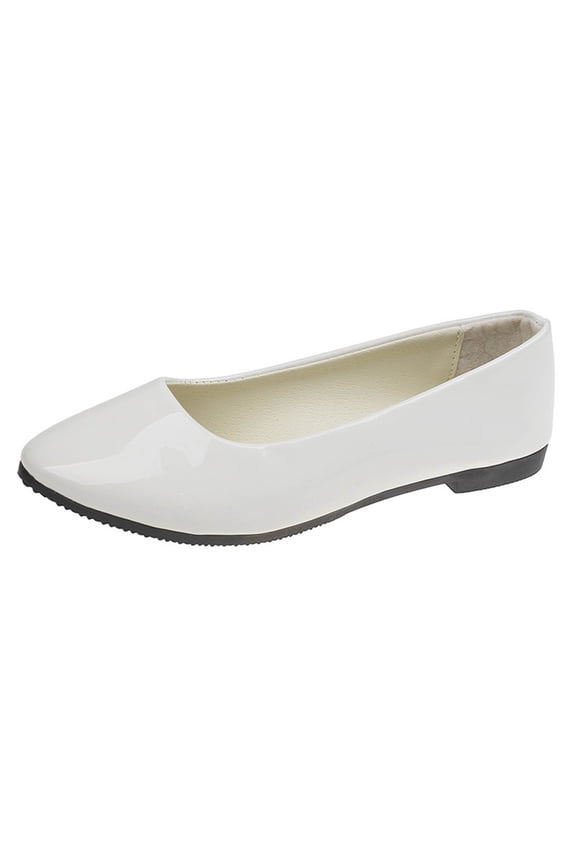 Women's Pointed Toe Ballet Flats Comfortable Solid Color Flat Shoes Casual for Women Work Slip-Ons Loafers White 8.5(41)