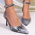 thumbnail image 1 of Miluxas Women's Pointed Toe Mary Jane Pumps High Heels with Slingback Ankle Strap Heels Pumps Shoes Silver 9(42), 1 of 9