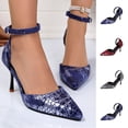 thumbnail image 1 of Miluxas Women's Pointed Toe Mary Jane Pumps High Heels with Slingback Ankle Strap Heels Pumps Shoes Wine 9(42), 1 of 9