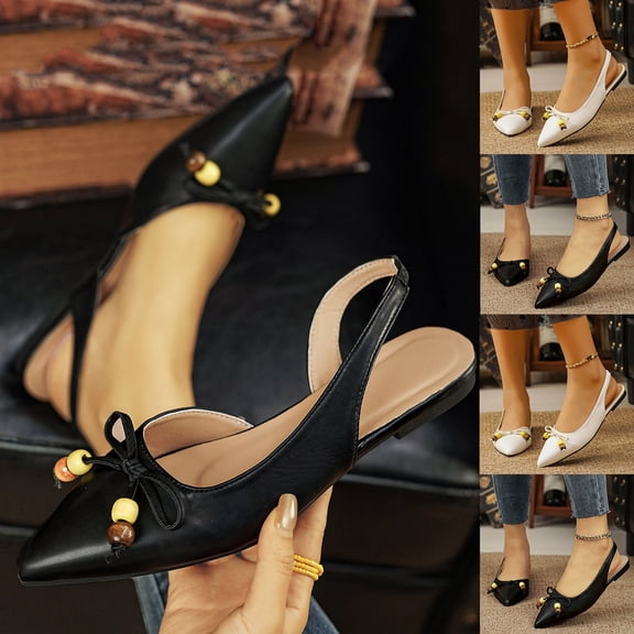 Miluxas Women's Pointed Toe Slingback Flats Comfortable Slip On Pumps office Work Wedding Party Dressy Flats White 9.5(43)