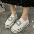 thumbnail image 1 of Miluxas Women's Rhinestone Slip On Sneakers Casual Comfort Platform Walking Shoes Cute Glitter Bling Loafers Beige 6.5(38), 1 of 9