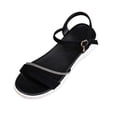 thumbnail image 1 of Miluxas Women's Rhinestone Strap Flat Sandals, Open Toe Ankle Buckle Casual Shoes, Lightweight Comfortable Summer Sandals Black 6(37), 1 of 9