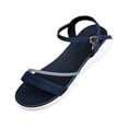 thumbnail image 1 of Miluxas Women's Rhinestone Strap Flat Sandals, Open Toe Ankle Buckle Casual Shoes, Lightweight Comfortable Summer Sandals Blue 8.5(41), 1 of 9