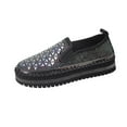thumbnail image 1 of Miluxas Women's Rhinestones Glitter Platform Slip on Sneakers Casual Cute Shiny Walking Shoes Non-Slip Comfortable Dress Flat Loafers Black 8.5(41), 1 of 9