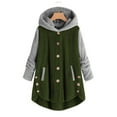 thumbnail image 1 of Miluxas Women's Robe Button Bathrobe Women's Hoodie Coat Plush Warm Pajamas Long Sleepwear with Cute Pattern Pocket Pajamas Army Green 8(L), 1 of 4