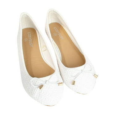 Miluxas 2025 Clearance! Women's Round Toe Ballet Flats Clearance Comfortable Bow Dressy Flats Shoes for Women
