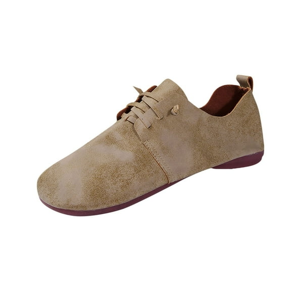 Miluxas Women's Round Toe Breathable Flats Comfortable Dressy Flats for Work office Dress Shoes Business Casual Khaki 6.5(38)