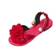 thumbnail image 1 of Miluxas Women's Round Toe Flower Decorated Flat Sandals, Soft Slides Open-Toe Summer Slippers Red 5.5(36), 1 of 9