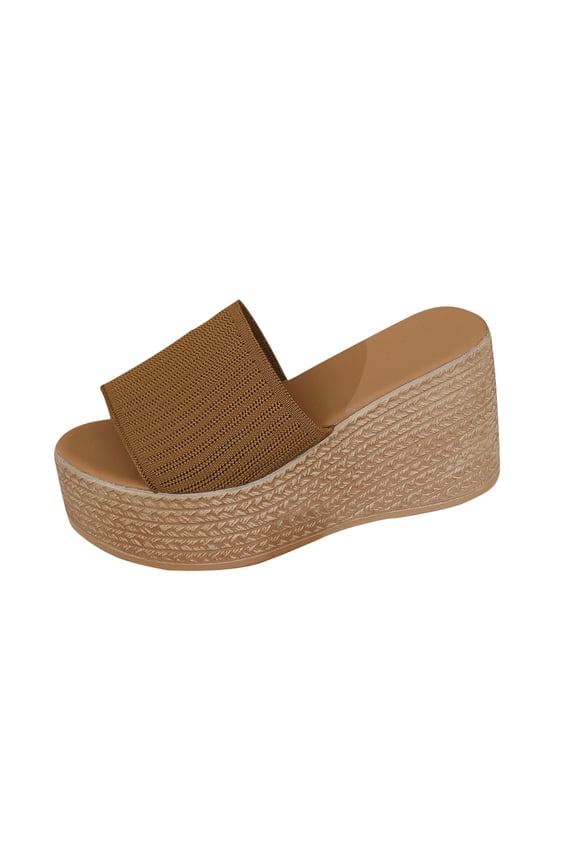 Women's Sandals, Comfortable Wedge Shaped Platform Shoes, Summer Casual Beach Slippers Brown 7.5(40)