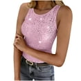 thumbnail image 1 of Miluxas Women's Sequin Tank Tops Sleeveless Scoop Neck Sparkly Party Camisole Vest Pink XL(XL), 1 of 9