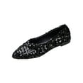 thumbnail image 1 of Miluxas Women's Sequins Flats Elegant Glitter Ballet Flats Dress Wedding Shoes Pointed Toe Soft Sole Slip on Shoes for Women Black 6(37), 1 of 9