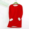 thumbnail image 1 of Miluxas Women's Sherpa Lined Sweatshirts Casual Crewneck Fleece Pullover Winter Warm Thick Long Sleeve Solid Tops Red 10(XL), 1 of 6