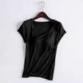 thumbnail image 1 of Miluxas Women's Short Sleeve V-Neck Sleep Tee Pajama Top Black 6(M), 1 of 7