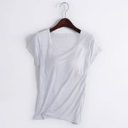 Miluxas Women's Short Sleeve V-Neck Sleep Tee Pajama Top Clearance White 8(L)