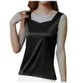 thumbnail image 1 of Miluxas Women's Silk Satin Tank Tops V Neck Camisole Casual Cami Sleeveless Shirt Blouses Silky Basic Tanks Black 20-22(XXL), 1 of 9